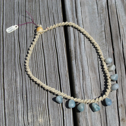 Mountain Jade Hemp Necklace 16.5"  Handmade in USA