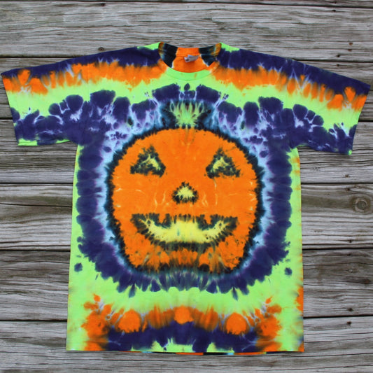 Jack O'Lantern Pumpkin Tie Dye T-Shirt KIDS XL