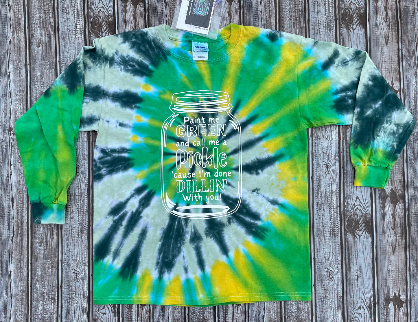 Pickle Theme Tie Dye Long Sleeve T-Shirt KIDS XL