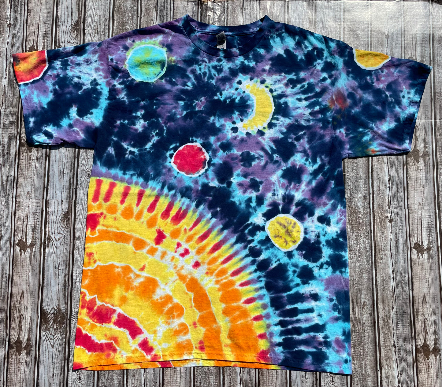 Galaxy Sun Moon Tie Dye T-Shirt Adult XL