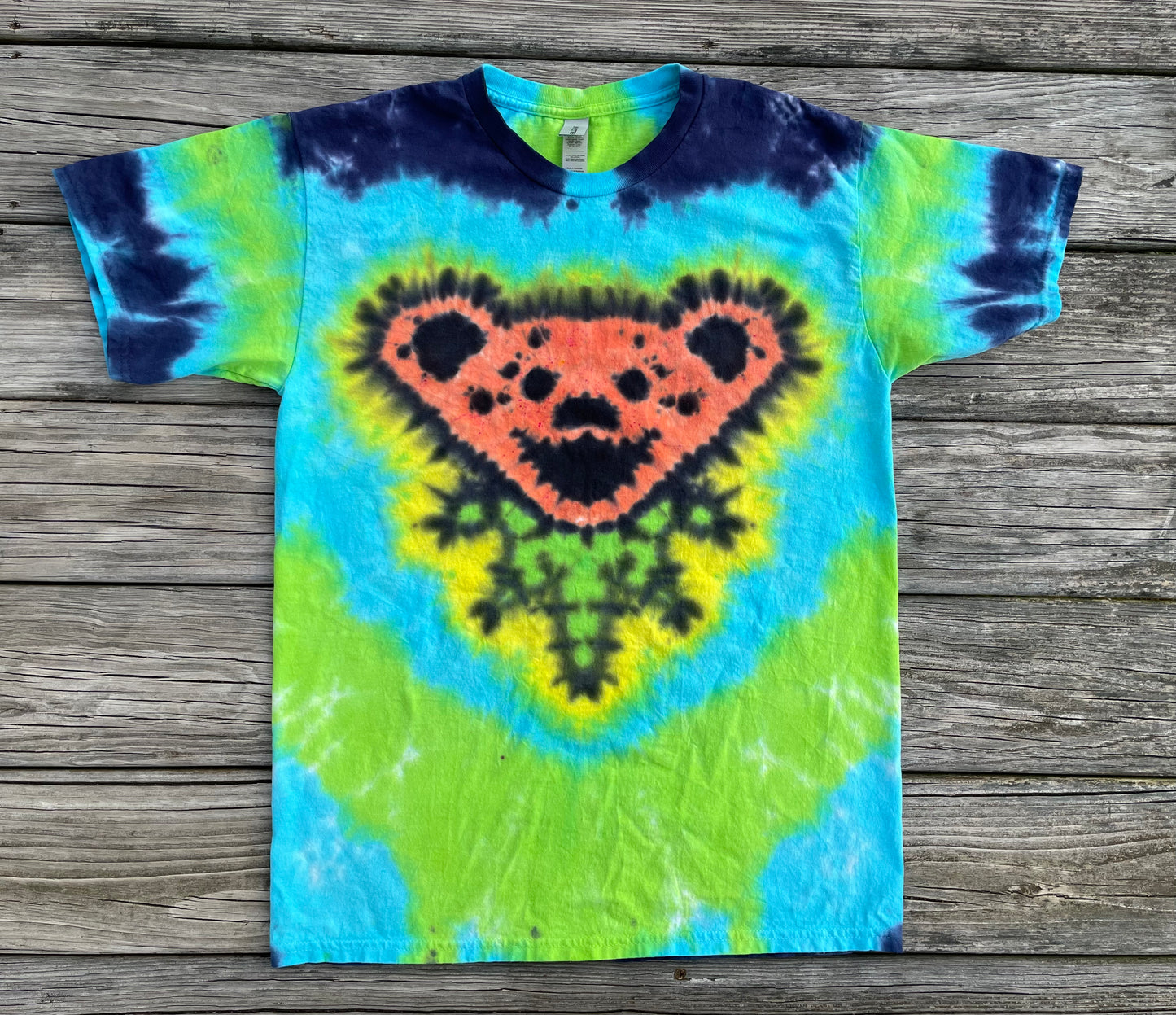 Dancing Bear Face Tie Dye T-Shirt Adult MEDIUM