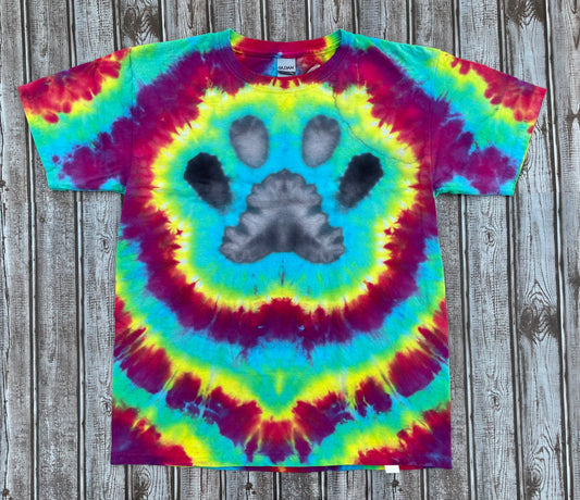 Tie Dye PAW PRINT T-Shirt KIDS Large - Reduced Price