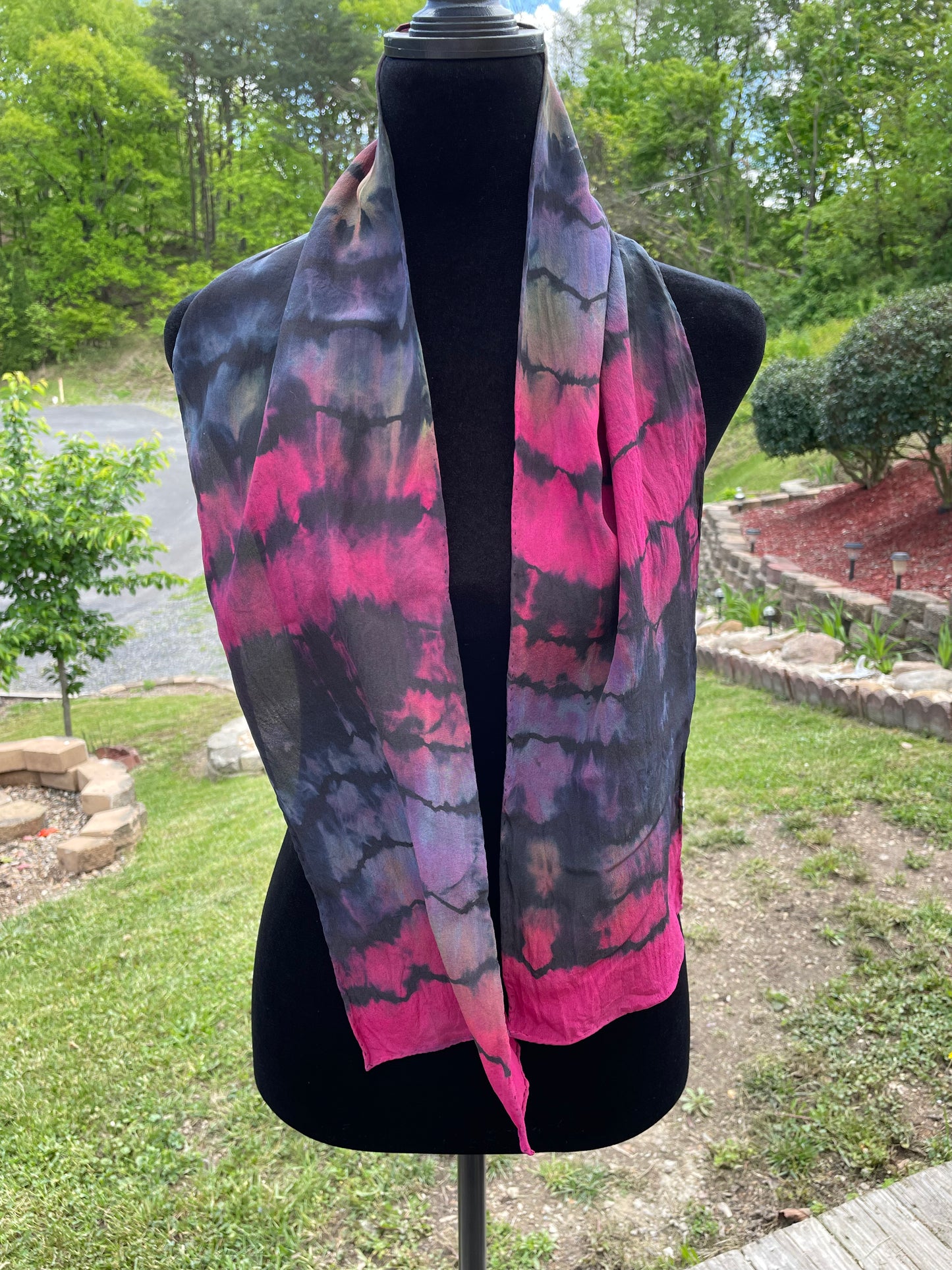 Tie Dye Crepe de Chine Silk Scarf