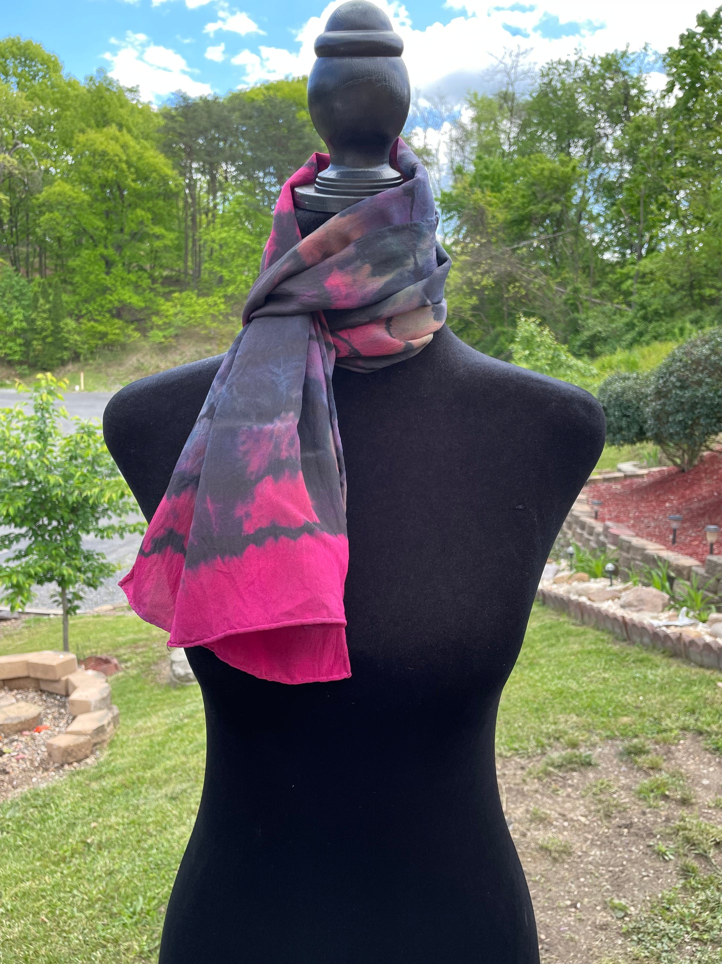 Tie Dye Crepe de Chine Silk Scarf