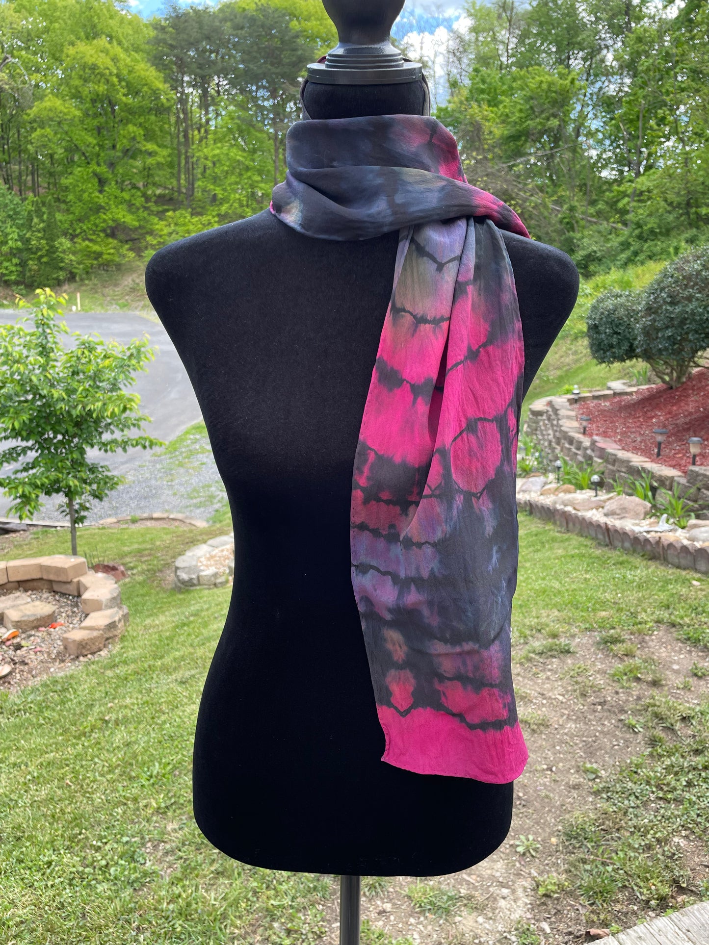 Tie Dye Crepe de Chine Silk Scarf