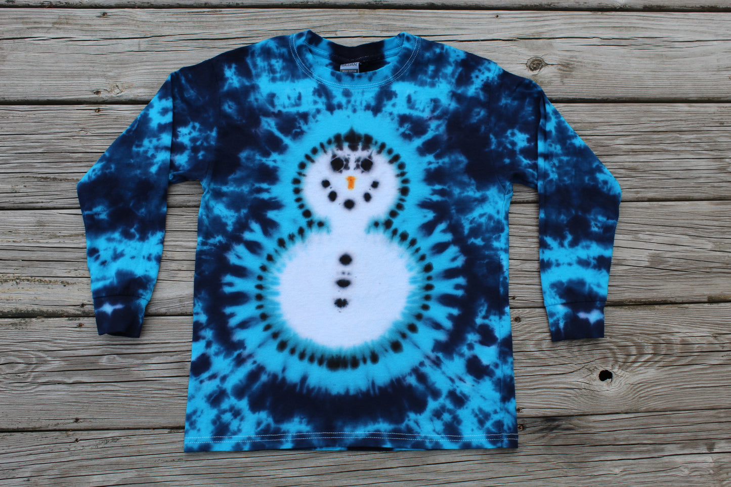 Snowman Tie Dye Long Sleeve T-Shirt KIDS Medium