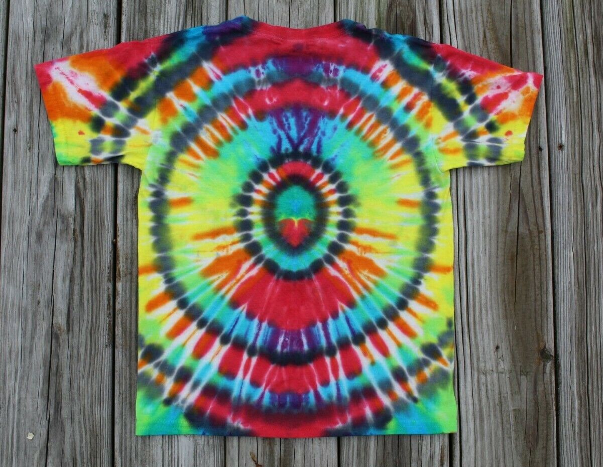 Hologram Tie Dye T-Shirt KIDS Small Rainbow Concentric Circles