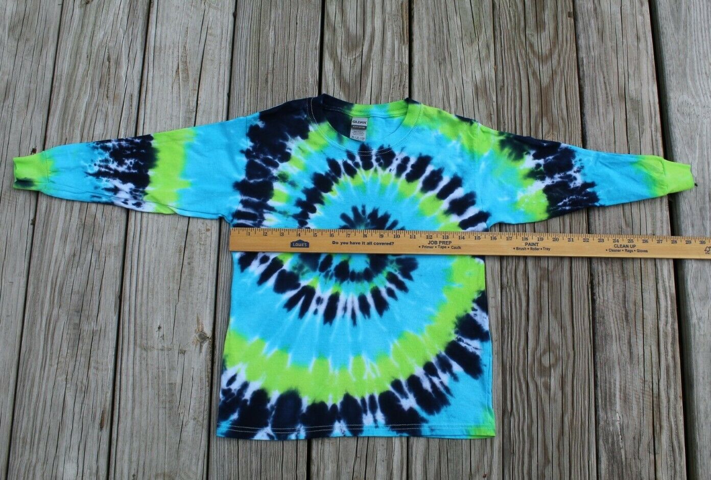 Tie Dye Long Sleeve T-Shirt KIDS Small - Blues & Green Spiral