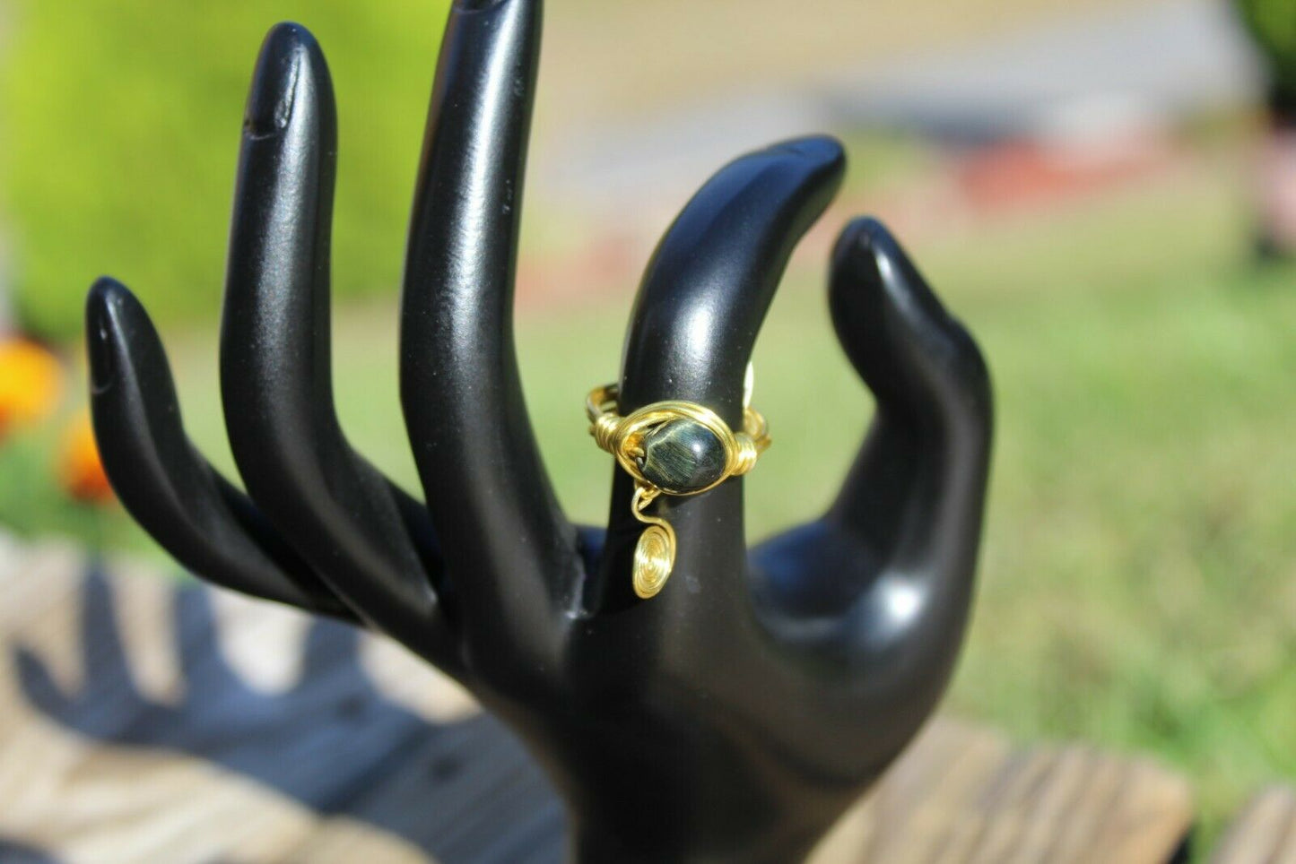 TIGERS EYE Wire Wrap Ring, Size 6.5 Crystal Healing