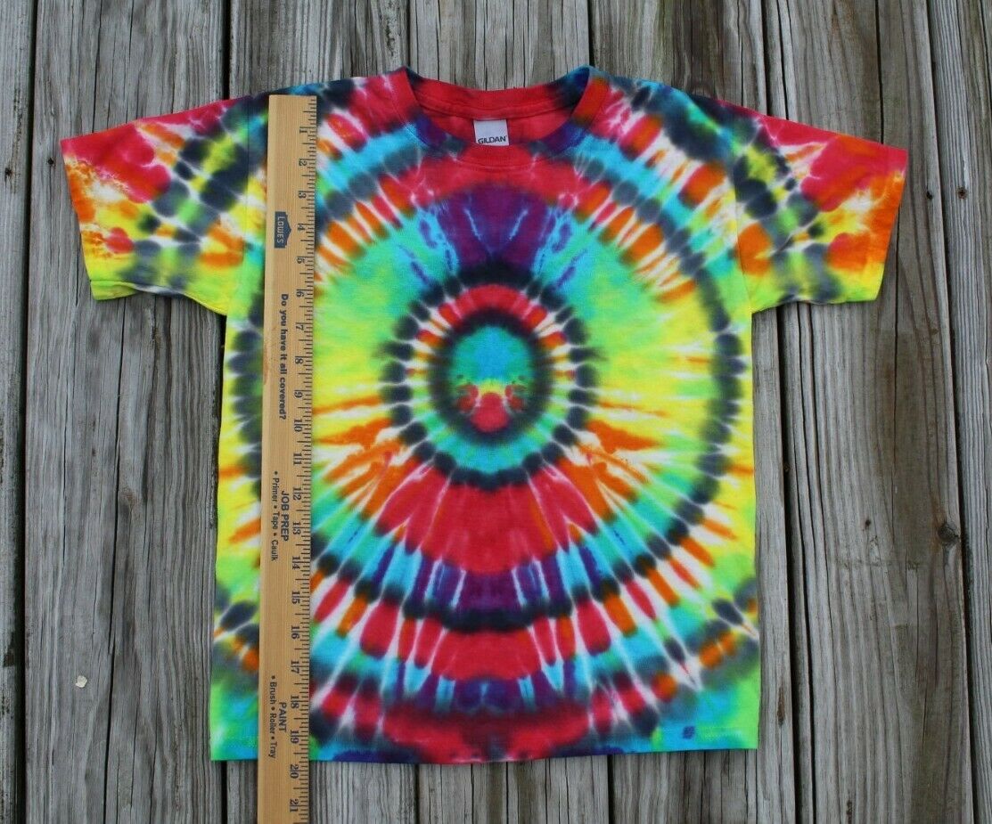 Hologram Tie Dye T-Shirt KIDS Small Rainbow Concentric Circles