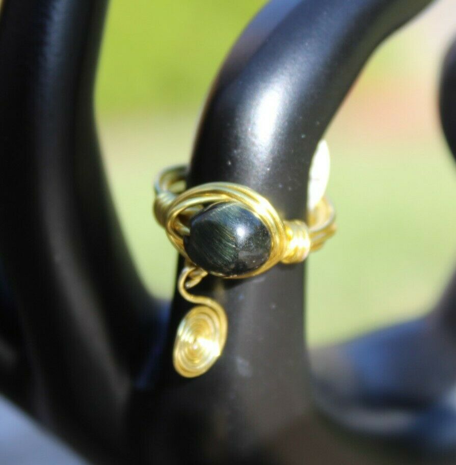 TIGERS EYE Wire Wrap Ring, Size 6.5 Crystal Healing