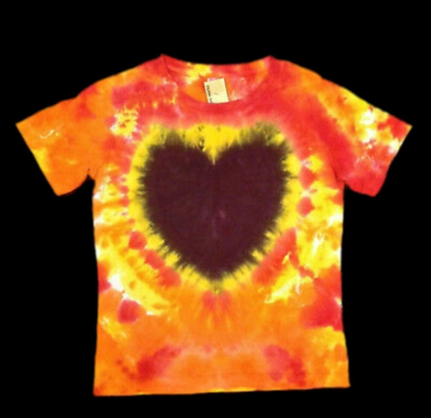 HEART ON FIRE Tie Dye Slim Fit Sleeve Tee Ladies Small