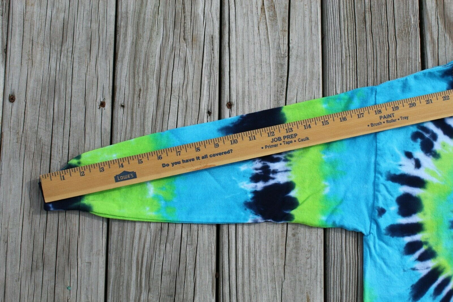 Tie Dye Long Sleeve T-Shirt Youth Large - Blues & Green - Hand-dyed in USA