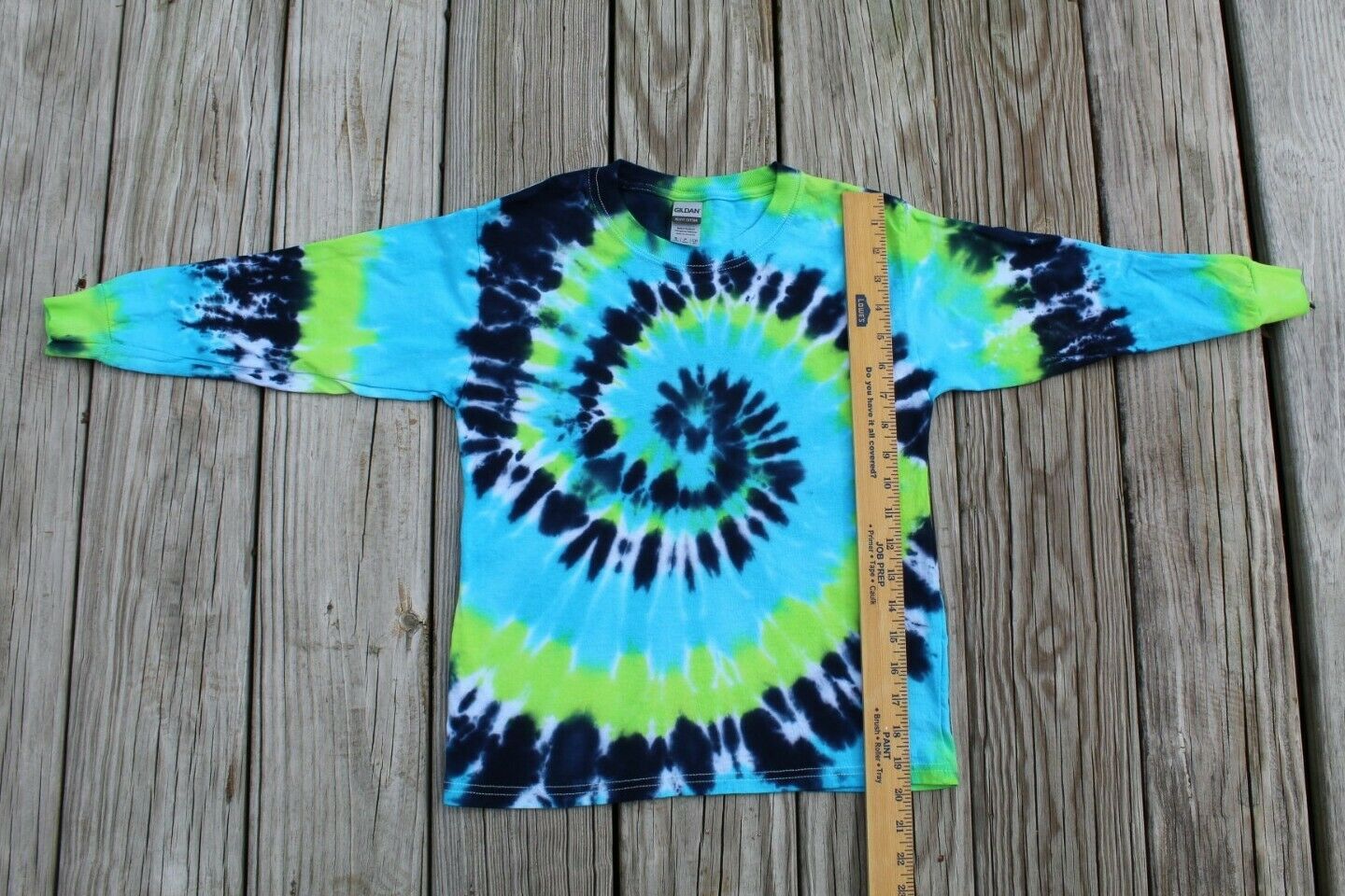 Tie Dye Long Sleeve T-Shirt KIDS Small - Blues & Green Spiral