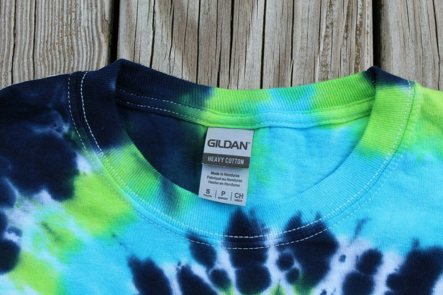 Tie Dye Long Sleeve T-Shirt KIDS Small - Blues & Green Spiral