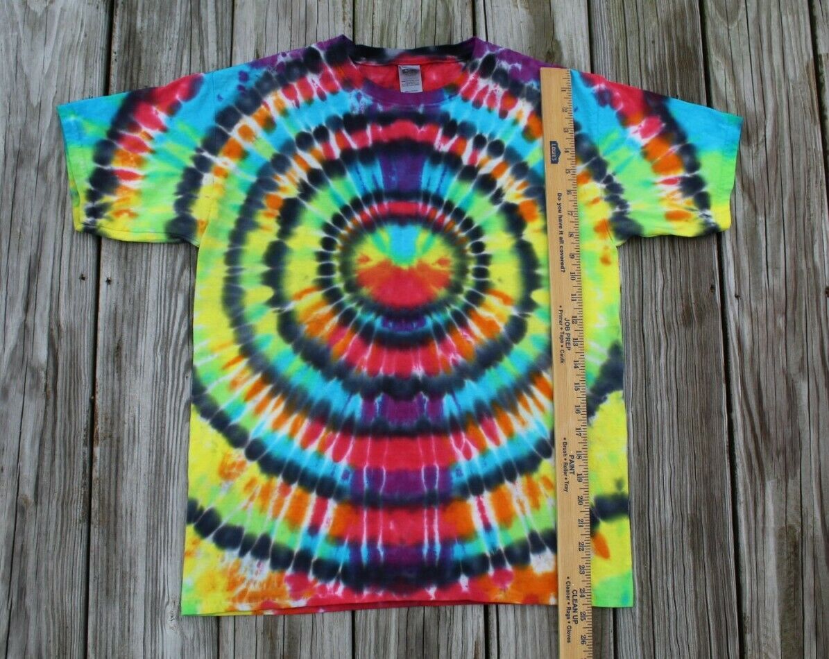 Hologram Tie Dye T-Shirt KIDS XL Rainbow Concentric Circles